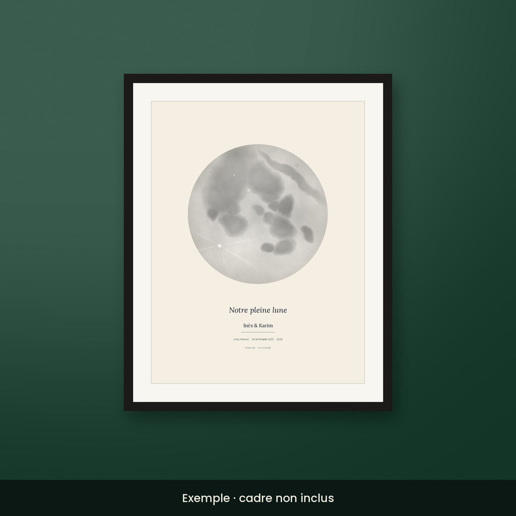 Affiche lune personnalisée style Crème, pleine lune