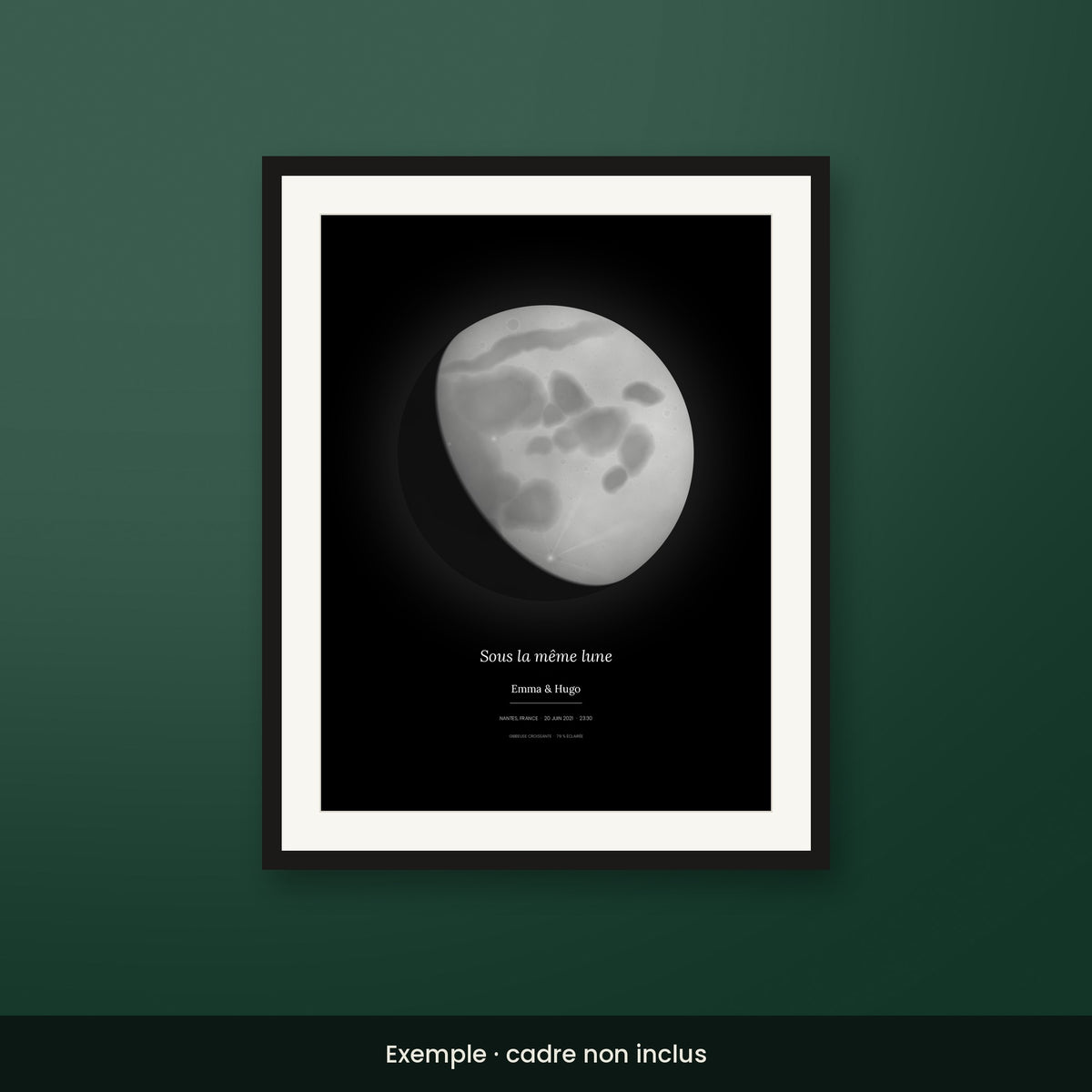 Affiche lune personnalisée style Noir minuit